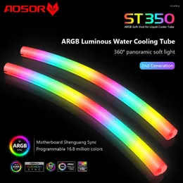 コンピューター冷却coolmoon 2pcsホースパイプシリコン水冷却ラジタチューブdiy luminous 5v 3pin argb 4pin pcケース装飾