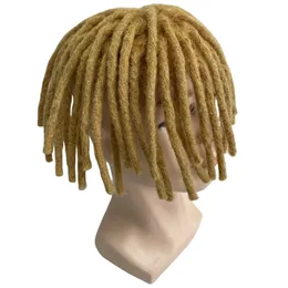 8 inches Brazilian Virgin Human Hair Replacement Golden Color Dreadlocks Toupee 8x10 Full Lace Unit for Black Men
