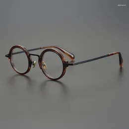 Sunglasses Frames 2023 Vintage Retro Square Ultralight Pure Titanium Acetate Myopia Optical Eyeglass Frame IP Plating Women