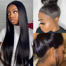 HD Transparent 13x4 Bone Straight Human Hair Lace Frontal Wig 4x4 Lace Wigs for Black Women PrePlucked with Baby Hair Bling Hair