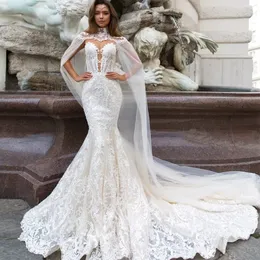 Urban Sexy Kleider Jark Tozr kommen Spitze Meerjungfrau Hochzeit mit Tüll Schal schlanke elegante Brautkleider Vestido Noiva Sereia 230828