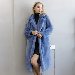 Womens Fur Faux Women Long Loose Winter Coat Soft Street Style Leather Coats 230828