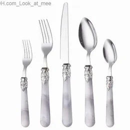 New Fashion 18/0 Steel Cutlery Set 5 PCS ABS Metarial Flatware Set For 1 Tableware Dinnerware Black Dishwasher Safe Q230828