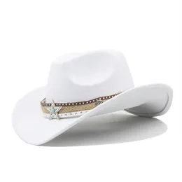 2024 neuer Cowboy Fedora Hut für Frauen Männer Fedoras Filz Hats Jazz Top Cap Autumn Winter Winter Männer -Frauen -Kapazität Weihnachtsfeier Geschenk 11Colors