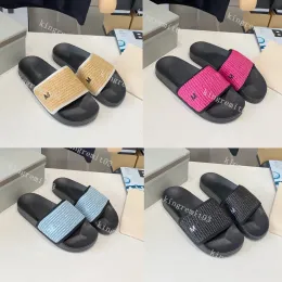 Designer-Hausschuhe, Stroh-Flats, Gummi-Sandalen, Pelz-Slipper, warme Damen-Hausschuhe, Polar-Fleece-gestickte Buchstaben, weiche Slides, einfarbige Slides mit Abnutzungsspuren