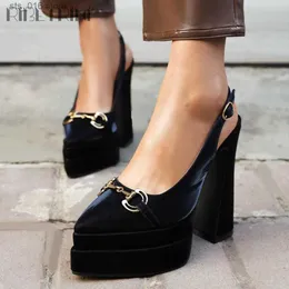 New High Women's Sling Fashion Brand 2024 Heel Back Shoes Platform Flared Heels Elegant Design Dress Spring Summer Pumps T230828 13 s