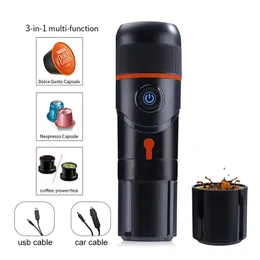 Manuel Kahve Öğütücüleri 3 İçinde 1 Mini Taşınabilir Araba Espresso Makinesi Nespresso Kapsül Maker USB KUPA 230828