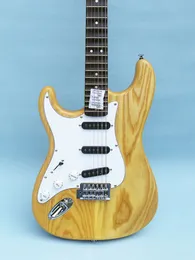 70-talets vänster elektrisk gitarr, St, kammusslan fretboard, askkropp, lönnhals, opolerad naturlig, burlywood