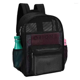 Backpack Fashion Women Transparent Heavy Duty Mesh For Boys And Girls Light Weight Rucksack Travel Black Shoulder Bag