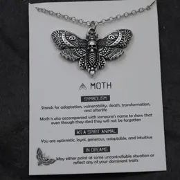 Deaths Head Skull Moth Necklace with Card Rebirth Meaning Gift for Her