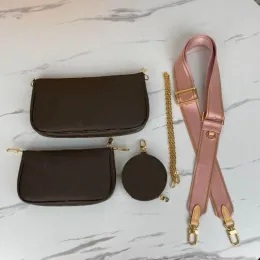 Designer Bag crossbody Bag Luxurys handväskor plånbok 50Kolors kvinnor axelväskor multi pochette accessoires äkta läder purses blommor mini 3 st 3 piece set