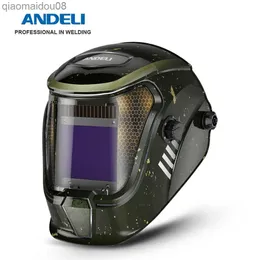 Skyddskläder Andeli Svetshjälm Auto Darking Filter True Color 4 Arc Sensors Solenergi Mask för Mig Mag Tig Welding Equipment HKD230826