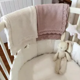 Filtar stickat baby filt född swaddle wrap bomull super mjuk 100 80 cm mottagande spädbarn barnvagn crib quilt