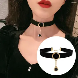 Pendant Necklaces Women Choker Wide Band Adjustable Alloy Rhinestone Dark Style Collar Neck Dec Club Party Necklace Sex Toy Jewelry