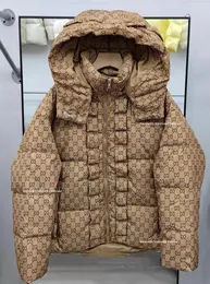2023 따뜻하고 느슨한 모자를 가진 남성과 여성을위한 다운 재킷의 디자인, 다목적 캐주얼하고 세련된 인쇄물, 겨울 코트 트렌드