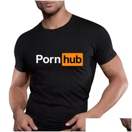 Men'S T-Shirts Porn--Hub Letter T Shirts Pure 100% Cotton Classic Short Sleeve Casual Streetwear Hip Hop Clothes Drop Delivery Apparel Dhzq2