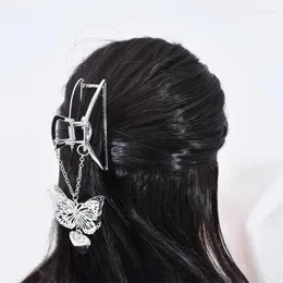 Hair Clips Korea Hollow Butterfly Heart Tassel Pins Women Girl Fashion Metal Silver Color Love Pendant Claw Clip Clamps Jewelry