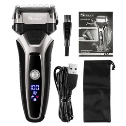 Electric Shavers USB Rechargeable Shaver Stainless Steel Shaving Machine Men 3D Triple Floating Blade Razor Barber Trimmer 230826