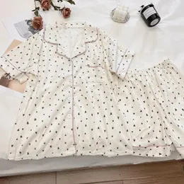 Women's Sleepwear Women Cotton Love Print Homewear Button Pigiama Donna Pjs Mujer Pijama Femme Nightwear