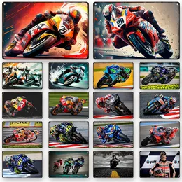 Motorcycle Racing Vintage Metal Poster Garage Metal Painting Racer Athlete Retro Tin Sign Auto Club Wall Art Decoration Plaque Home Decor Aesthetic 30X20CM w01