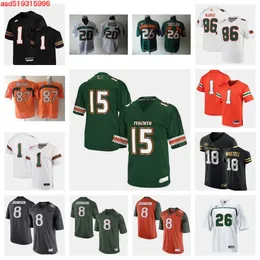 Camisa de futebol do Miami Hurricanes 61 Francis Mauigoa 56 Leonard Taylor III 20 James Williams 63 Okunlola 8 Frank Ladson Jr.