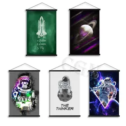 Astronauts Galaxy Canvas Painting Art Fantasy Space Poster And Print Wall Picture Wall Aesthetic Home Boys Bedroom Living Room Decor No Frame Wo6