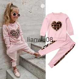 Kläder sätter 6m6y småbarn barn baby flicka vinterkläder sätter rosa långärmad leopard toppar långa byxor outfit tracksuit x0828