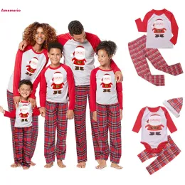 2023 Dopasowane stroje rodzinne świąteczne piżamy PJS PJS Dzieci dorosłych noszenia nocne odzież Rodzina Rodzina Casual Santa Ubrania