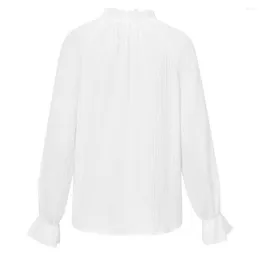 Bluzki damskie swobodny bluzka Chicka streetwear luźne dopasowane plisowane mankietami marszcze jesienne zimowe solidne topy eleganckie