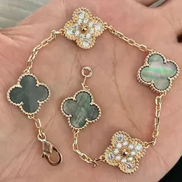 High quality flowers Designer Bracelet fashion Pearl Van-Clef & Arpes drill Rose Gold Plated chain Ladies and Girls Valentine's Day Mother's Day Engagement Jewelry Fade