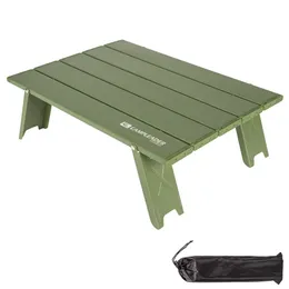 Camp Furniture Camping Mini Foldable Table Aluminum Alloy Outdoor Picnic Barbecue Tours Tableware Table Lightweight Folding Computer Bed Desk 230828