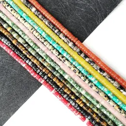 Beads Cylindrical Natural Stone 4x2mm Crystal For DIY Jewelry Making Necklace Bracelet Accessory 15 Inches