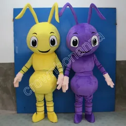 Yellow/Purple Ant Mascot Costume Walking Halloween Suit Stor evenemang Kostymdräkt Party Disel Carnival Costume
