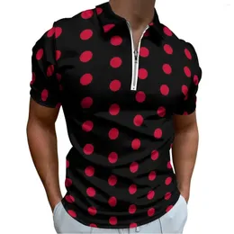 Polos Polos Red Polka Dot Casual T-shirty Vintage Print Polo Shirts Retro Shirt Summer Short Sleeve Top Big Size 5xl 6xl