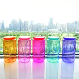 süblimasyon boşluklar cam kutular 16 oz renkli borosilikat kahve fincanı kupa su bardağlı içme gözlükleri 5 renk
