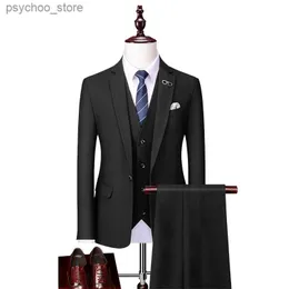 Men Suits de casamento em cores puras Primavera e outono Novo vestido de festa social de negócios masculino Homme Slim Fit Roupos Q230828