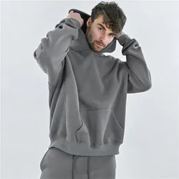 Men s hoodies tröjor vinter gym bomulls hoodie fitness bodybuilding tröja jacka hög känguru fickor kvalitet märke kläder 230826