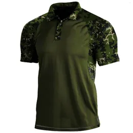 Mäns casual skjortor sommar för man komfort mjuk lös lös sport lapel kamouflage tryck raglan hylsa topp kort blus