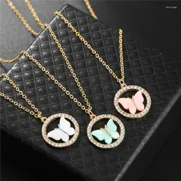 Pendant Necklaces Ins Style Butterfly Necklace For Women Hollow Design Round Heart Insect Collarbone Chain Wedding Party Jewelry Y2K