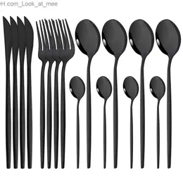 Couteau à dîner Fourchette Cuillère à café Vaisselle Couverts Ensemble 16Pcs Couverts en acier inoxydable Menthe Vert Or Acier Argenterie Ensemble de vaisselle Q230828