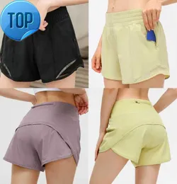 Womens Lu-33 Yoga Shorts Hoty Hot Pants Pocket Quick Dry Up Gym Clothes Sport Outfit Breatble Fitness High Elastic Midje Leggingsh