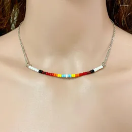 Colares de pingente na moda colorido semente grânulos de metal colar de corrente ajustável para mulheres boho estilo étnico charme gargantilha simples diário