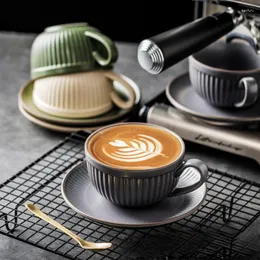 Tumblers Vintage Ceramic Coffee Cup Set Latte Flower Business El Dish Breakfast Mug