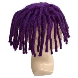 8 inches Brazilian Virgin Human Hair Replacement Purple Dreadlocks Hair Male Toupee 8x10 Full Lace Unit for Black Men
