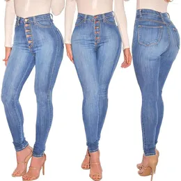 Women's Jeans Skinny Colombian For Women 2023 High Waist Stretch 5 Button Push Up BuLifting Pockets Fashion Blue