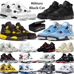With Box 4 4s Basketball Shoes Military Black Cat Midnight Navy University Blue Thunder Infrared White Oreo Cool Grey Bred mens trainer