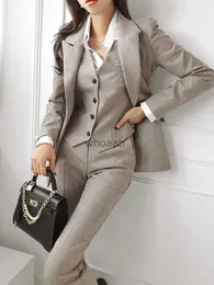 Moda coreana feminina blazer 3 pçs vintage manga longa terno jaquetas colete e calças retas terno feminino chique roupas de negócios novo hkd230825