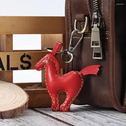 Keychains MPPM Handmade Luxury Leather Red Horse For Handbag Mini Bag Charms Accessories Decoration Porte Clef Women's Gift Bulk