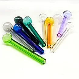 12cm Pyrex Glass Oil Burner Pipe Tobcco Dry Herb Colorful Water Hand Pipes Smoking Accessories Glass Tube 3079 T2 23 LL