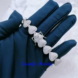 팔찌 Moissanite VVS Moissanite Diamond Chain 925 Silver Hip Hop Jewelry Cuban Link Chain Rock Iced Out 클러스터